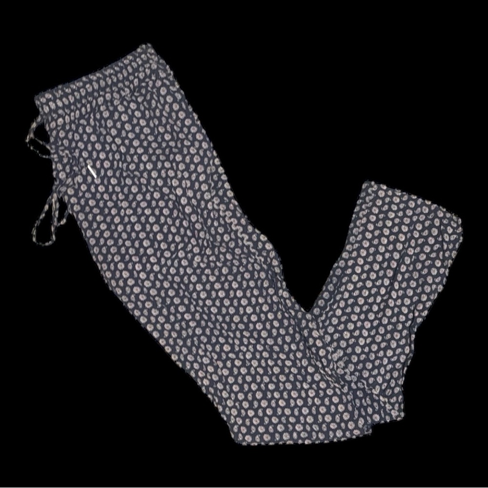 Cropped Paisley Pants with POCKETS | Medium | Navy Blue & White | Anne Carson